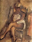 kerchiefed Lady Jules Pascin